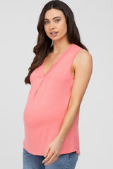 Coral Sleeveless Maternity Top