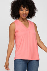 Coral Sleeveless Maternity Top
