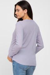 Lavender Waffle Knit Maternity Long Sleeve Top
