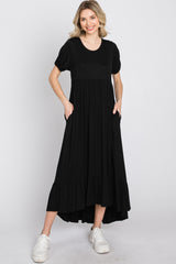 Black Crochet Back Midi Dress