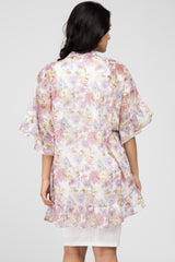 Lavender Floral Chiffon Ruffle Maternity Cover-Up