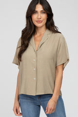 Taupe Button Up Dolman Sleeve Maternity Top