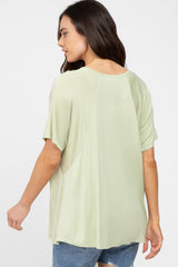 Light Green Basic Raglan Short Sleeve Maternity Top