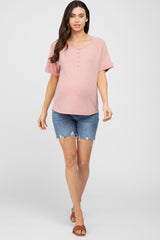 Light Pink Button Up Maternity Top