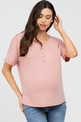 Light Pink Button Up Maternity Top