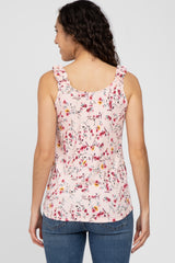 Pink Floral Ruffle Strap Top