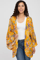 Yellow Floral Bell Sleeve Cover Up