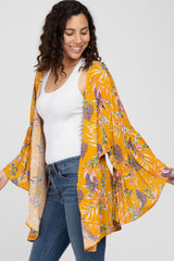 Yellow Floral Bell Sleeve Cover Up
