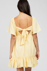 Yellow Smocked Tie Back Ruffle Dress