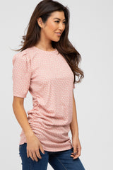 Light Pink Ditsy Floral Ruched Top