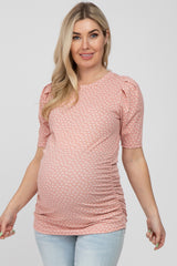 Light Pink Ditsy Floral Ruched Maternity Top
