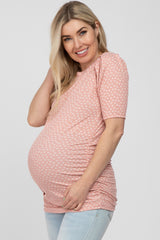 Light Pink Ditsy Floral Ruched Maternity Top