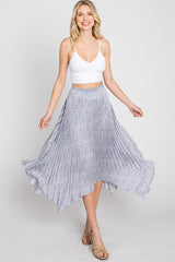 Blue Ditsy Floral Pleated Handkerchief Skirt