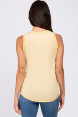 Yellow Striped Pocket Front Sleeveless Top