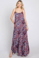 Purple Patchwork Floral Maxi Dress