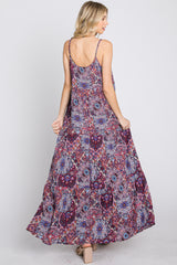 Purple Patchwork Floral Maxi Dress