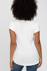 White Lace Trim Short Sleeve Top
