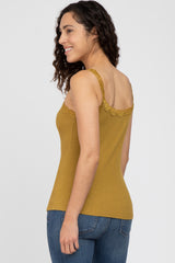 Gold Lace Accent Ribbed Tank Top
