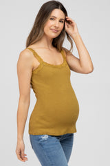 Gold Lace Accent Ribbed Maternity Tank Top