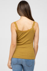 Gold Lace Accent Ribbed Maternity Tank Top