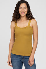 Gold Lace Accent Ribbed Tank Top