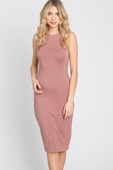 Pink Fitted Sleeveless Dress