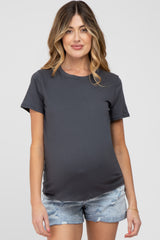 Charcoal Basic Short Sleeve Maternity Top