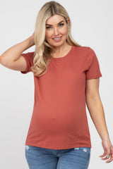 Rust Basic Short Sleeve Maternity Top