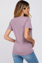 Lavender Basic Short Sleeve Maternity Top