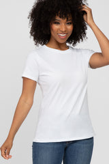 White Basic Short Sleeve Maternity Top
