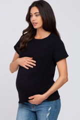 Black Front Pocket Maternity Top