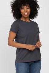 Charcoal Front Pocket Maternity Top