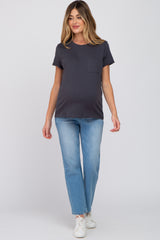 Charcoal Front Pocket Maternity Top