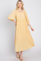 Yellow Tiered Midi Dress