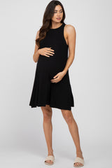 Black Sleeveless Basic Maternity Dress