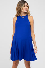 Royal Blue Sleeveless Basic Maternity Dress