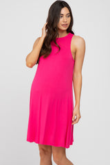 Fuchsia Sleeveless Basic Maternity Dress