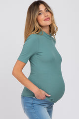 Jade Ribbed Mock Neck Maternity Top