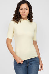 Yellow Ribbed Mock Neck Maternity Top