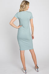 Light Olive Ribbed Fitted Dress