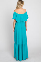 Turquoise Off Shoulder Maxi Dress