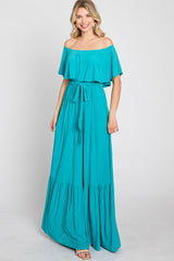Turquoise Off Shoulder Maxi Dress