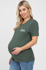 Forest Green Mama Graphic Maternity Tee