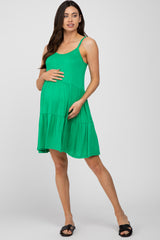 Green Tiered Maternity Tank Dress
