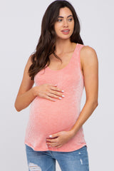 Coral Striped Maternity Tank Top
