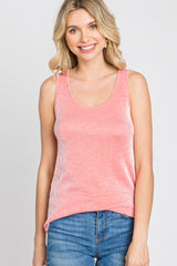 Coral Striped Maternity Tank Top