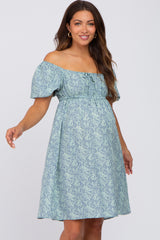 Blue Floral Tie Front Maternity Dress