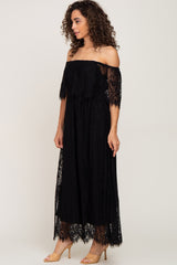 Black Lace Off Shoulder Maxi Dress