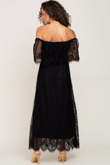 Black Lace Off Shoulder Maxi Dress