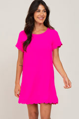 Fuchsia Scalloped Shift Dress